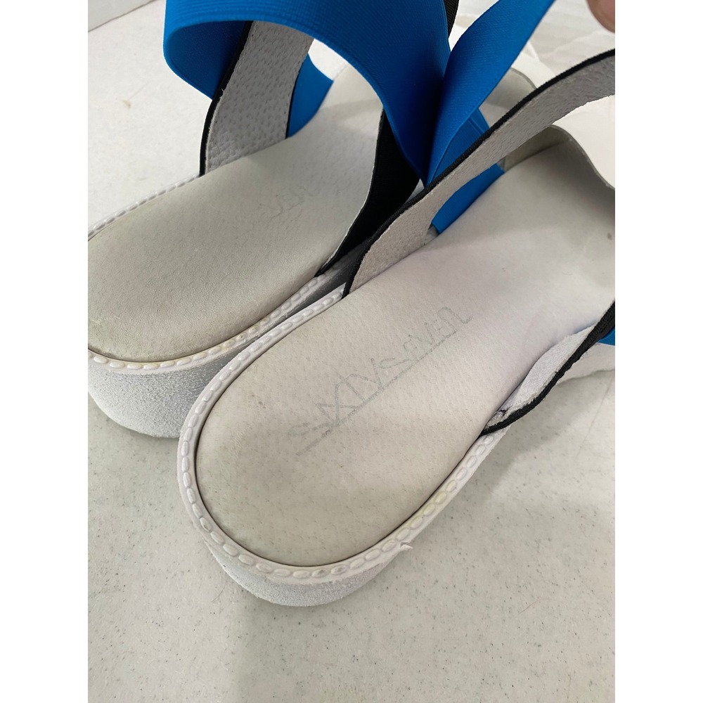 Sixtyseven Platform Sandals Womens 40 Blue White Black Elastic Flatform Good - Picture 10 of 11